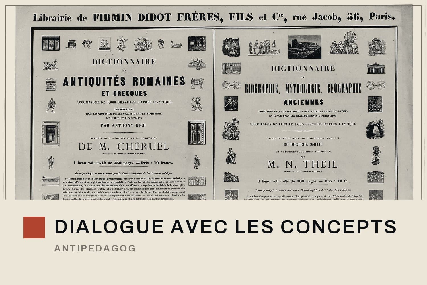 Réclame de la librairie Firmin Didot pour ses dictionnaires, 1866